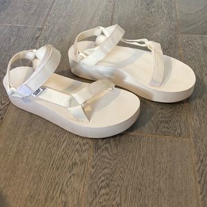 White Teva Platform Sandals